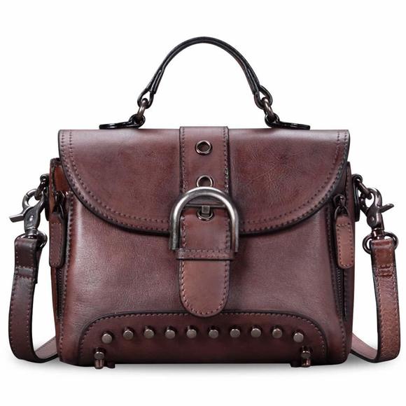 Genuine Leather Satchel Vintage Handmade Crossbody Bag Purse :') - Picture 2 of 6